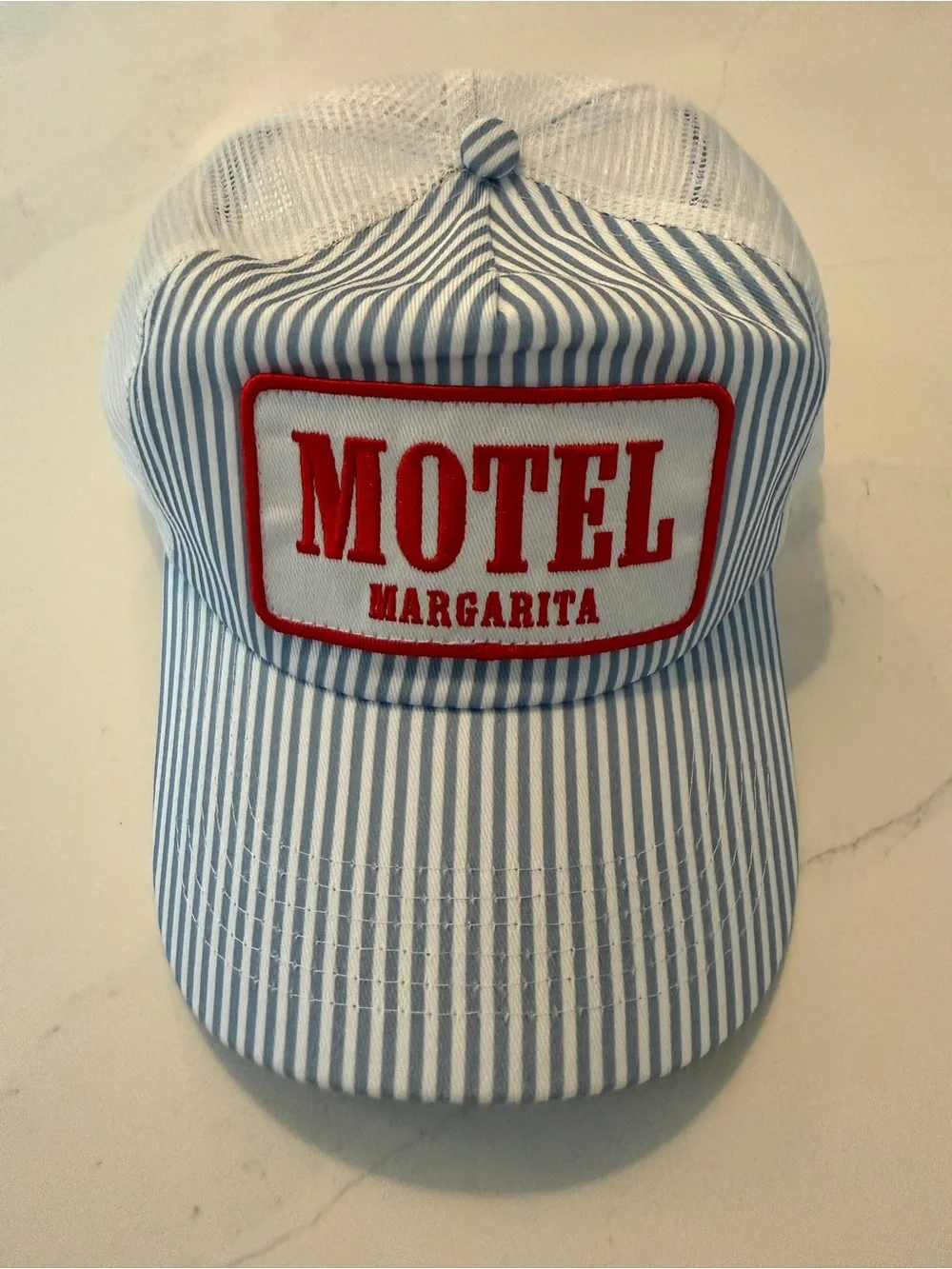 NEW Striped 'Motel Margarita' Patch Trucker Hat - unisex